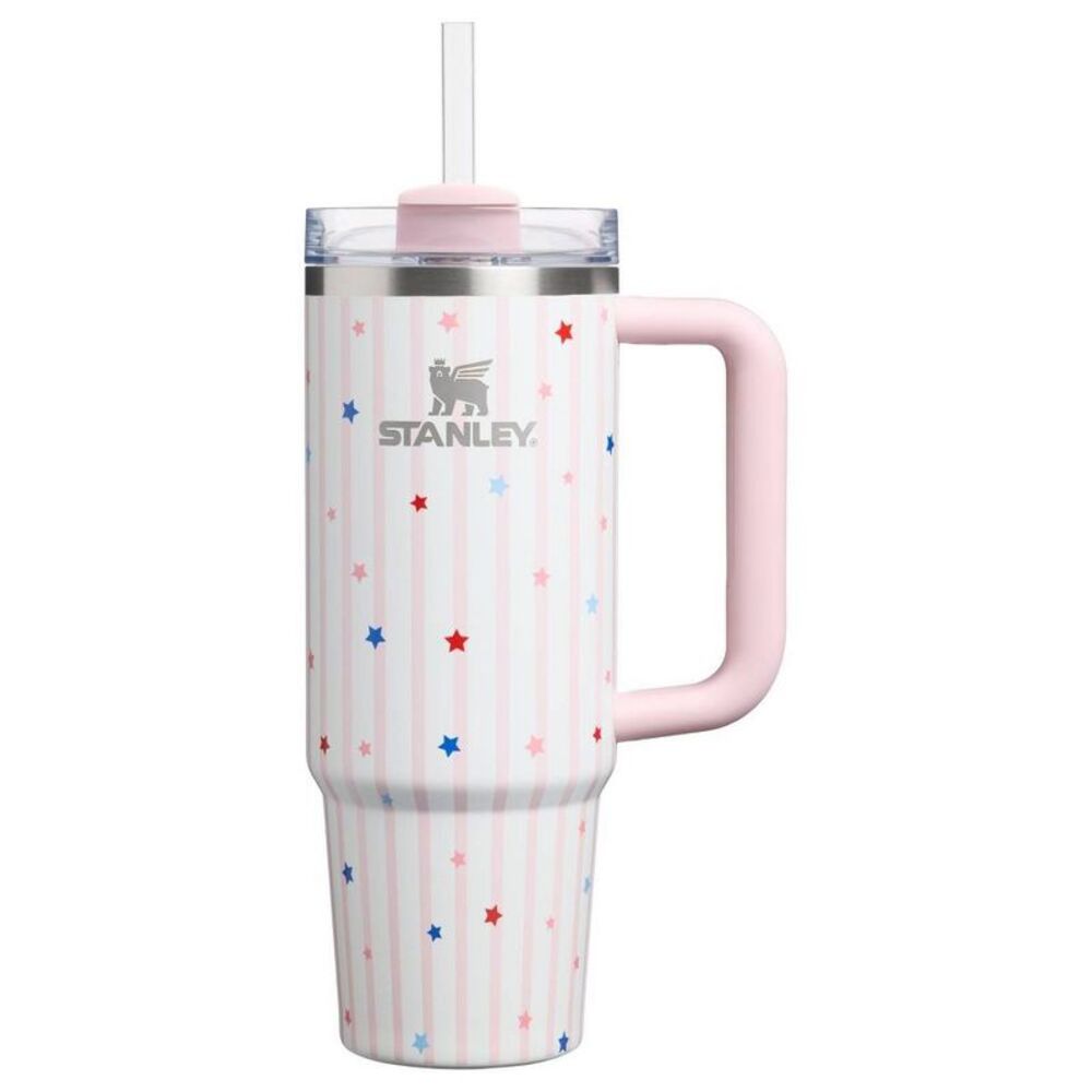 Stanley 30 oz Stainless Steel H2.0 FlowState Quencher Tumbler Pink Starry Stripe